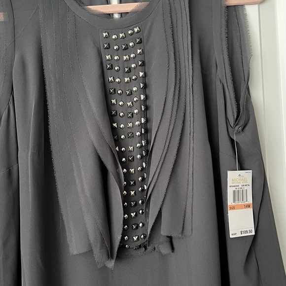 Michael Kors, Classy Grey Semi Sheer Top with Studds - Picture 4 of 7